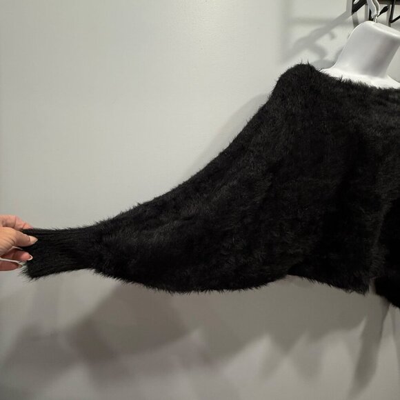 Altard State Fuzzy Eyelash Batwing Cropped Sweater Whimsigoth Black Womens XS - Picture 5 of 10